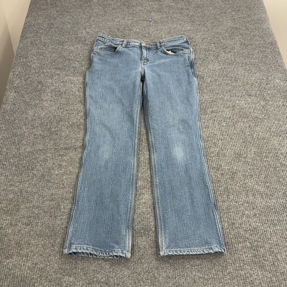 Duluth Trading Co Jeans Womens 12 Blue Cotton Fleece Lined Straight Workwear